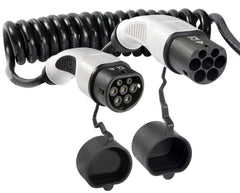 <b>OEM - Type 2 til type 2 spiralkabel</b><br>32A - 3-fas 5 meter / Sort - Elbilgrossisten - 1