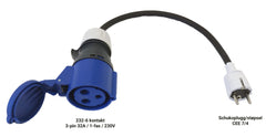 Ladekabel adapter — Schuko til CEE industrikontakt