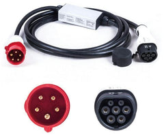 <b>FastCharge - Rød CEE til type 2 - justerbar ladekabel 6A-32A - 3-fas</b> Type 2 (Dostar) - Elbilgrossisten - 2