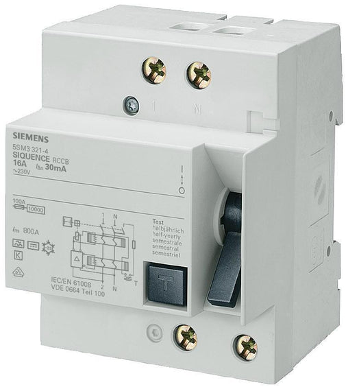 <b>SIEMENS jordfeilbryter - Type B - 25A / 30mA - 1+N (2-Pol)</b>  - Elbilgrossisten - 1