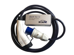SPARK Blue — Blå 32A CEE til type 1/2 — justerbar ladekabel 6A—32A — 1-fas